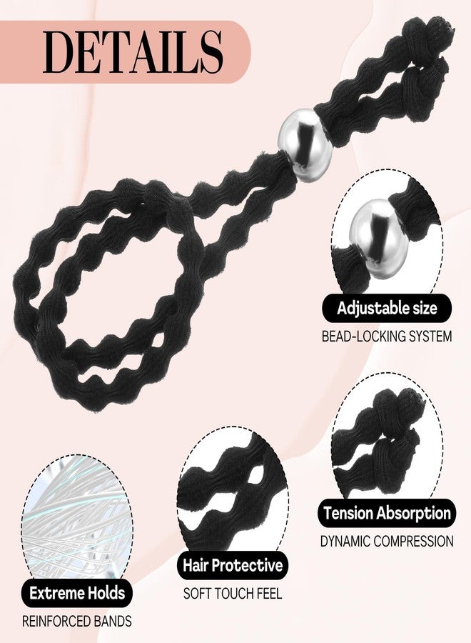 LLOUSSAK ٦ قطع من ربطات الشعر غير القابلة للانزلاق للشعر المجعد الطبيعي، ربطة شعر قابلة للتعديل على شكل ذيل حصان، ربطات شعر مطاطية سوداء، ربطات شعر كبيرة للنساء، ربطات شعر سميكة على شكل أناناس وضفائر كينكي. - Image 3